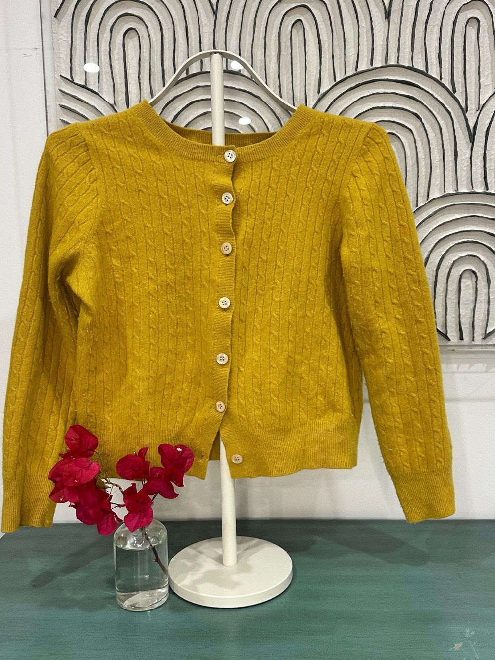 Mc-030 J.Crew Mustard Cable-Knit Button Cardigan Sweater - Women